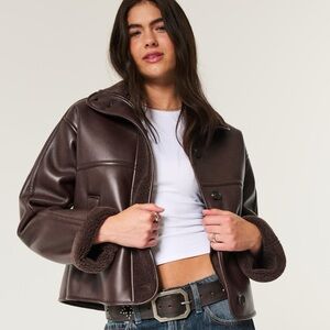 Hollister Sherpa lined vegan leather jacket